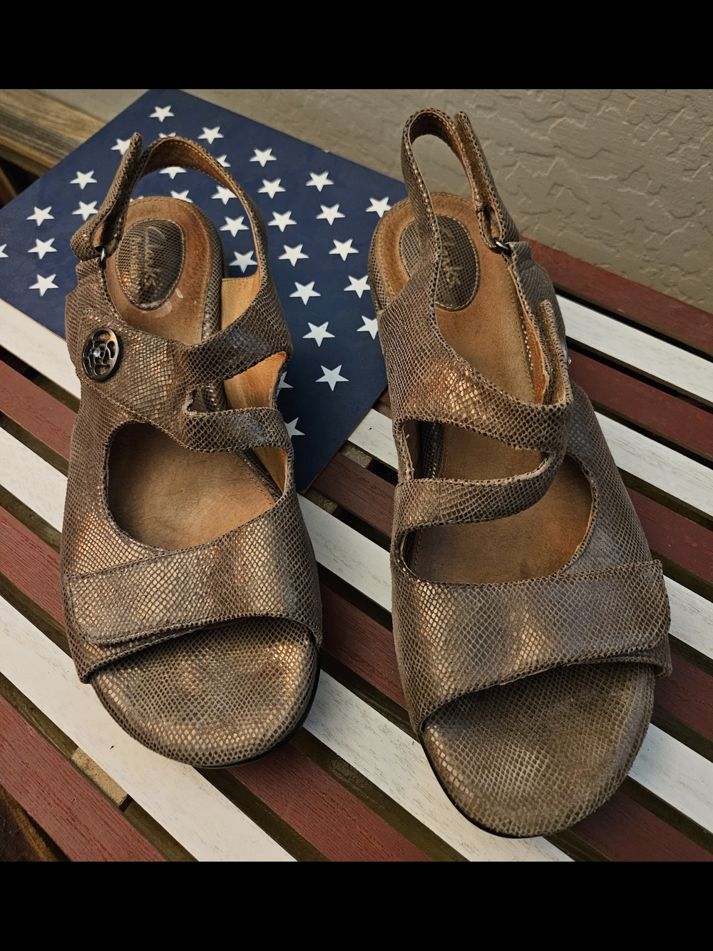 Clarks Metallic Bronze Leather Slingback Sandals